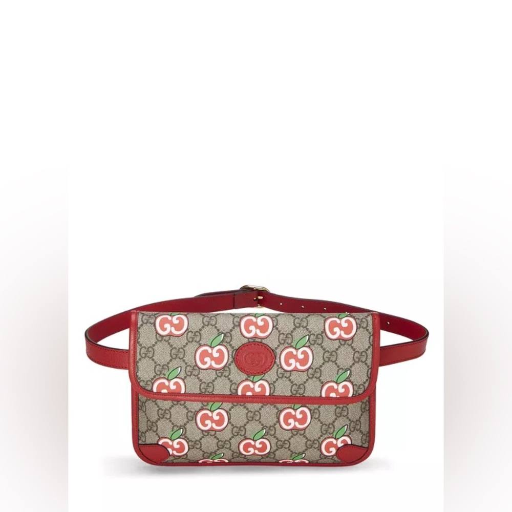 Gucci Red Original GG Supreme Canvas Apple Belt Bag